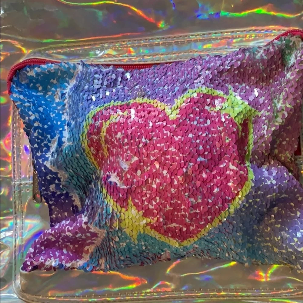 Top Trenz flip sequins back pack. Silver and pink